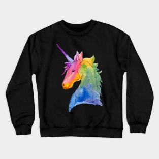 Watercolor Unicorn Rainbow Unicorn Illustration- Crewneck Sweatshirt